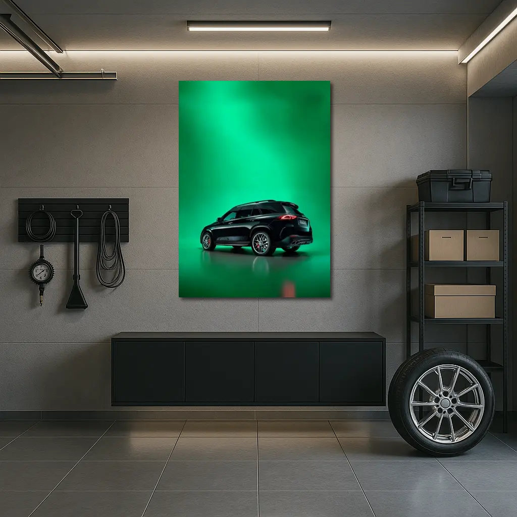 Mercedes AMG GLE Black On Green Background – Wall Art